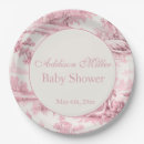 Search for pink toile plates Baby girl shower