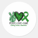Search for peace love cure stickers Month