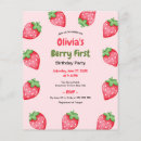 Search for sweet one strawberry birthday invitations Pink red