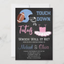 Search for touchdown or tutus gender reveal invitations Chalkboard