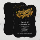 Search for mask sweet 16 invitations Gold