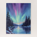 Search for northern lights puzzles Watercolor