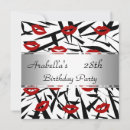 Search for black red grey birthday invitations White