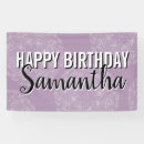 Search for happy birthday in purple banners Typography
