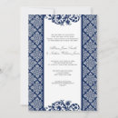 Search for blue damask wedding invitations Navy