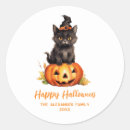 Search for witch cat stickers Orange pumpkin