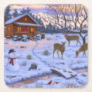 Search for winter snow scene coasters Wildlife