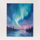 Search for northern lights puzzles Watercolor
