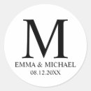 Search for black and white monogram wedding stickers Thank you