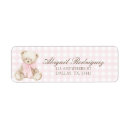 Search for pink gingham return address labels Teddy bear