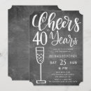 Search for cheers to 40 years invitations Chalkboard