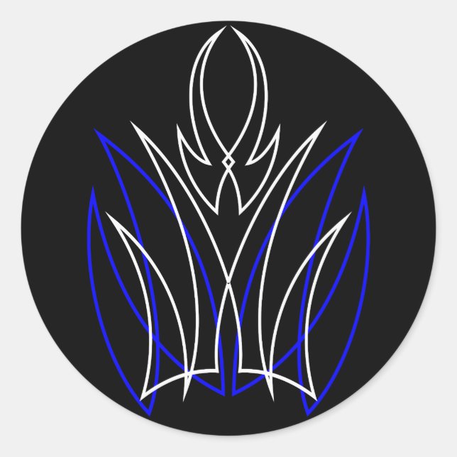0001 Pinstripe Azul-Blanco Classic Round Sticker (Front)