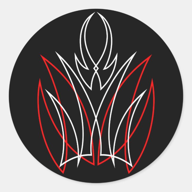 0001 Pinstripe Rojo & Blanco Classic Round Sticker (Front)