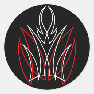 0001 Pinstripe Rojo & Blanco Classic Round Sticker