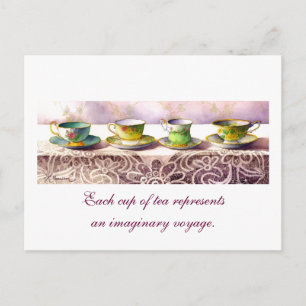 0001 Row of Teacups Catherine Douzel Postcard