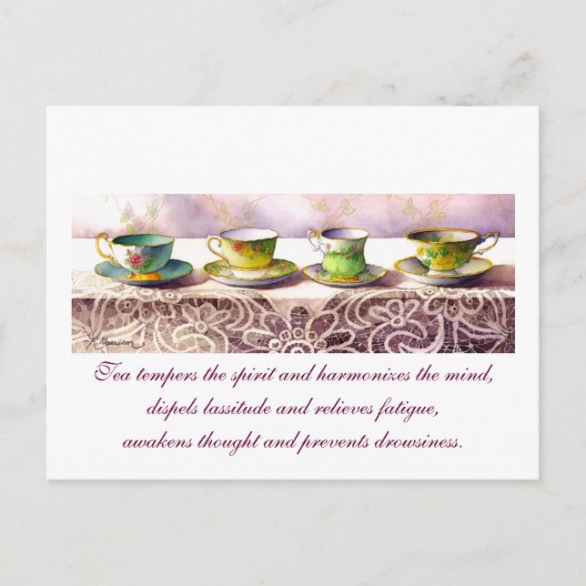 0001 Row of Teacups Lu Yu Postcard (Front)
