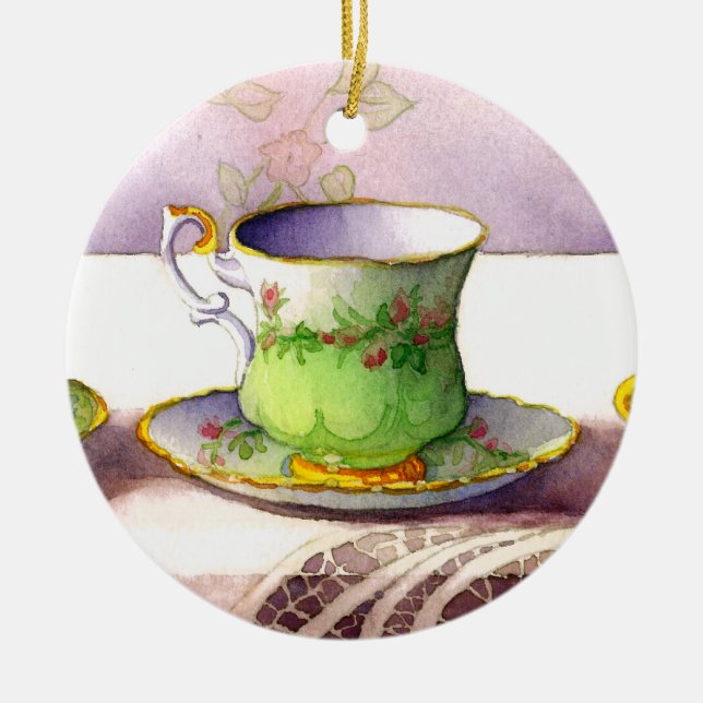 0001 Teacup on Lace Ornament (Front)