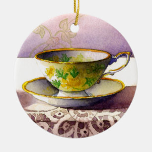 0001 Teacup on Lace Ornament