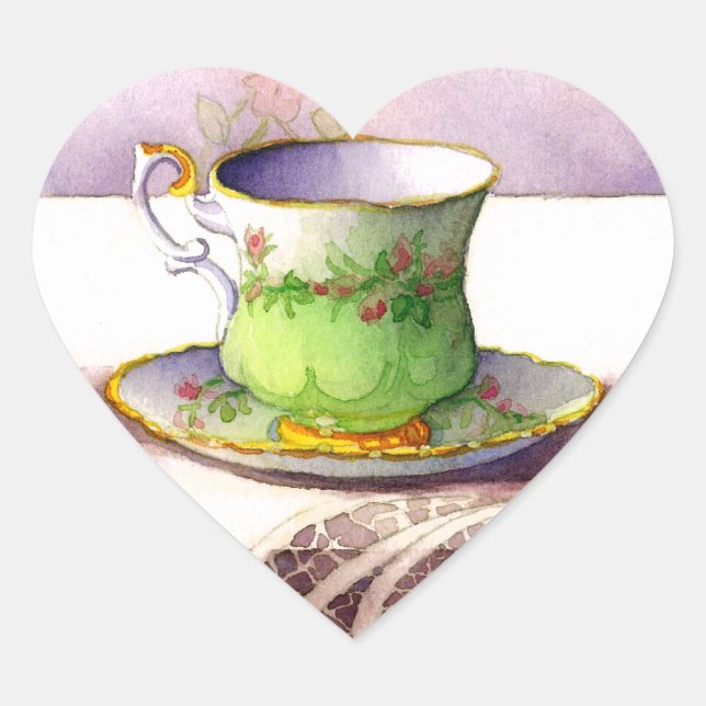 0001 Teacup on Lace Stickers (Front)