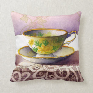 0001 Teacup on Lace Trow Pillow