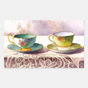 0001 Teacups on Lace Stickers