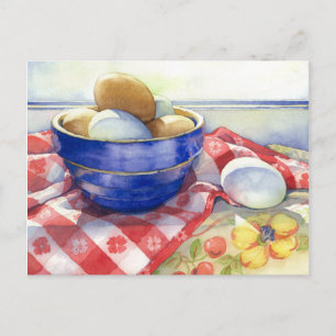 0009 Eggs in Blue Bowl Postcard