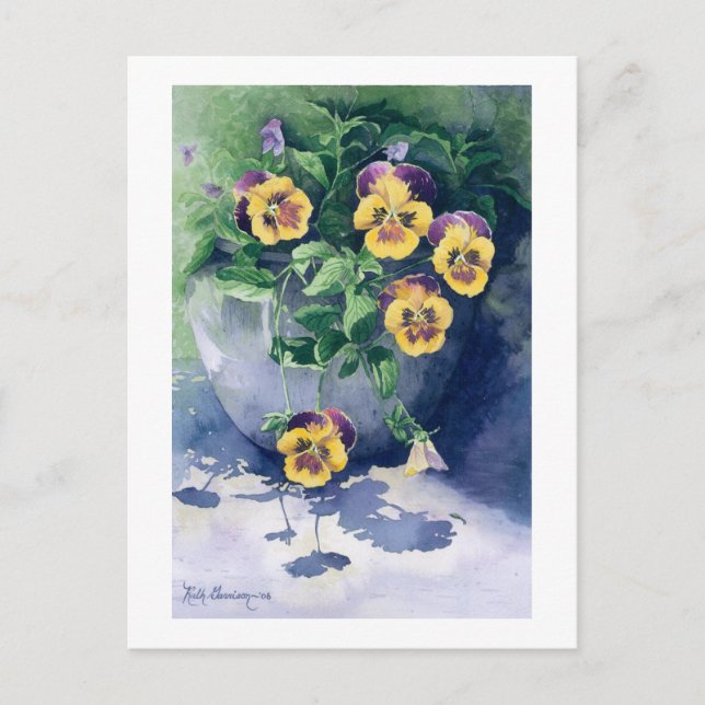 0011 Pansies in Planter Postcard (Front)