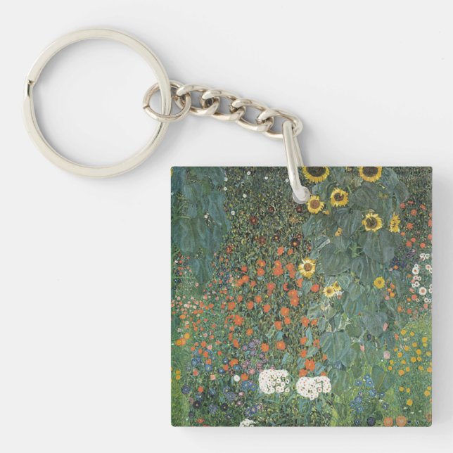 001-008 Gustav Klimt "Sunflower Farm Garden" Key Ring (Front)