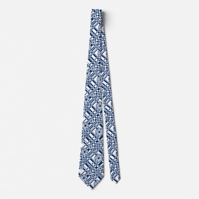 001 check flower pattern tie (Front)