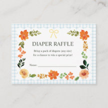 001 Sky Blue Gingham Baby Shower Diaper Raffle