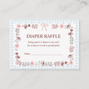 001 Sky Blue Wildflower Bow Frame Diaper Raffle Enclosure Card