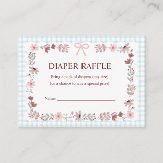 001 Sky Blue Wildflower Bow Frame Diaper Raffle Enclosure Card