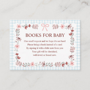 001 Sky Blue Wildflower Bow Frame Gingham Books Enclosure Card