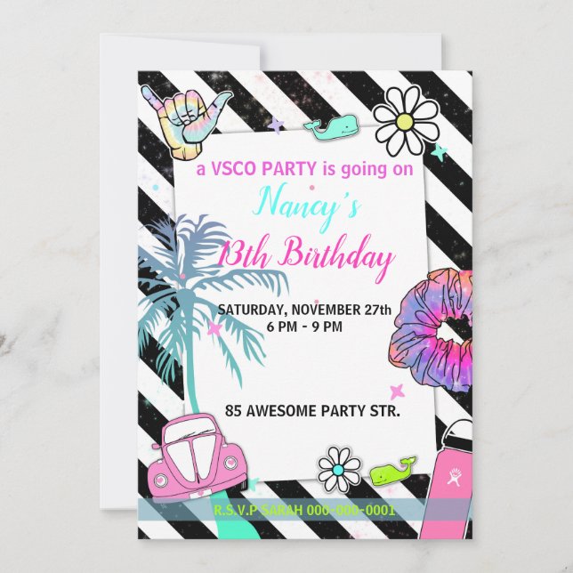 001 Teenager girl's party vsco trend themed Invitation (Front)