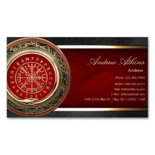 [001] Vegvisir - Gold Viking Magic Runic Compass Magnetic Business Card