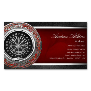 [001] Vegvisir - Viking Silver Magic Runic Compass Magnetic Business Card