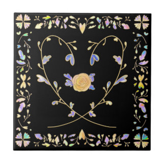 002 heart rose pattern tile