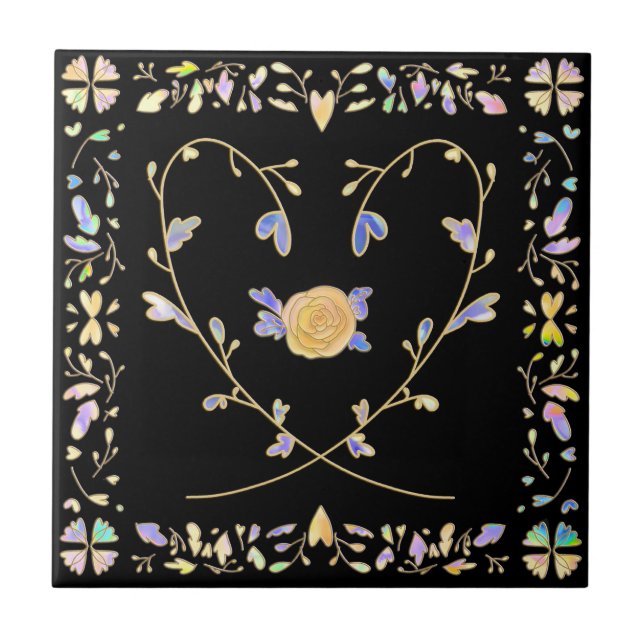 002 heart rose pattern tile (Front)