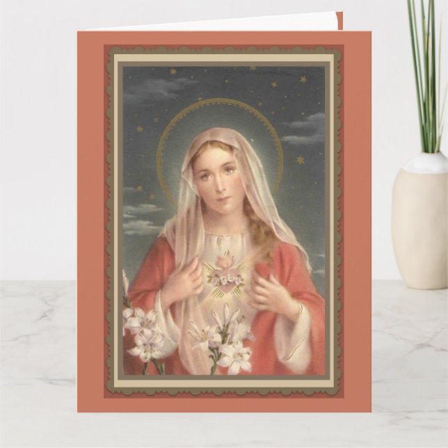 0034 Immaculate Heart of Virgin Mary Greeting Card (Front)