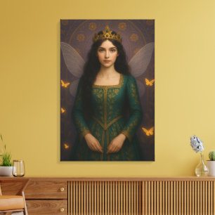 003_A fairy princess in emerald green. Canvas Print