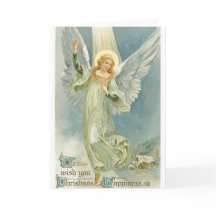 003 Vintage Christmas Card Blonde Angel Halo Snowy