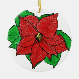 0043 Poinsettia No 1.png Ceramic Tree Decoration