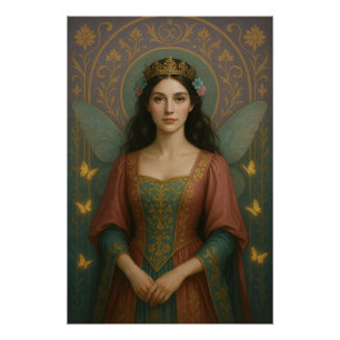 004_A fairy princess in muted rose and teal green. Poster