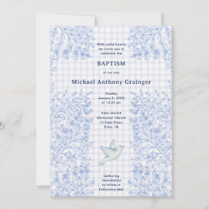 005 Iris Dove Botanical Cross Gingham Baptism Invitation