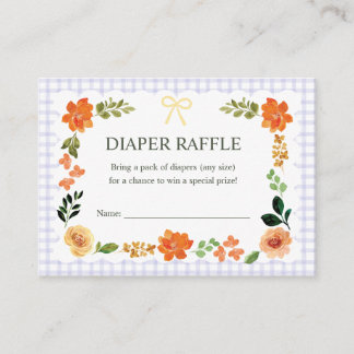 005 Iris Gingham Baby Shower Diaper Raffle Enclosure Card