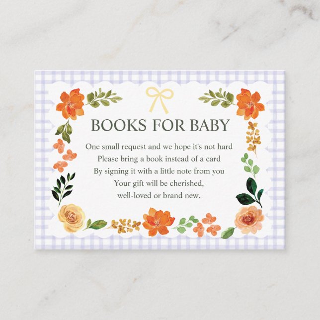 005 Iris Gingham Baby Shower Enclosure Card (Front)