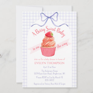 005 Iris Purple Berry Sweet Strawberry Baby Shower Invitation