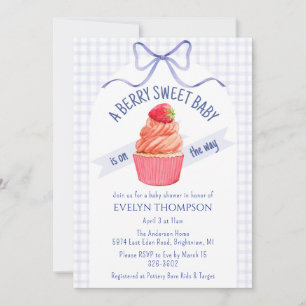 005 Iris Purple Berry Sweet Strawberry Baby Shower Invitation