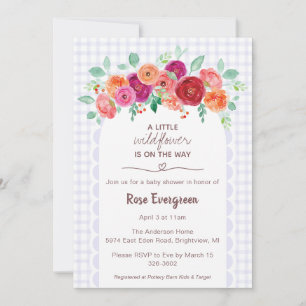 005 Iris Purple Watercolor Wildflower Baby Shower Invitation