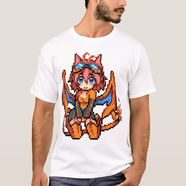 006 CHARIZARD Girl Sprite Pixel Art -FULL POKEDEX! T-Shirt (Front)